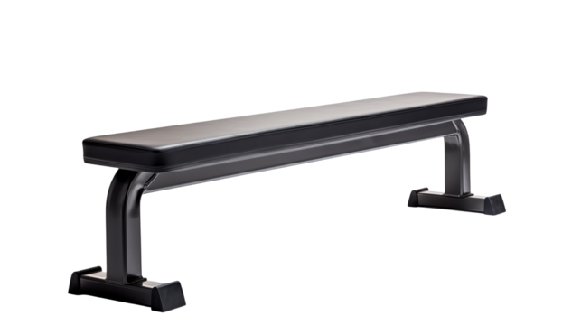 Isolated flat bench for weightlifting offers a clean and simple fitness workout design isolated on transparent background - Powered by Adobe