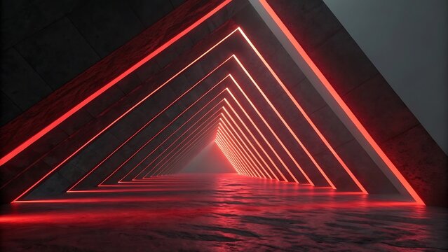 Futuristic Red Neon Tunnel – Abstract Dark Sci-Fi Background