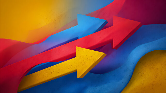 Colorful arrows intersecting in a dynamic abstract design with vivid hues