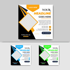 Modern Corporate Social Media Post Design Template with Abstract Shapes for Business Promotion and Branding