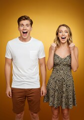 A group of two people reacting to surprising news