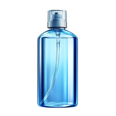 Blue Bottle Liquid Spray Isolated on Black Background Beauty Product on transparent background