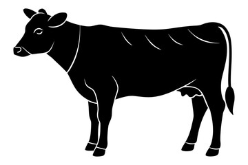 Vector art of silhouette of black and white cow