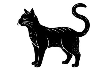 Vector art of silhouette of black cat on white background