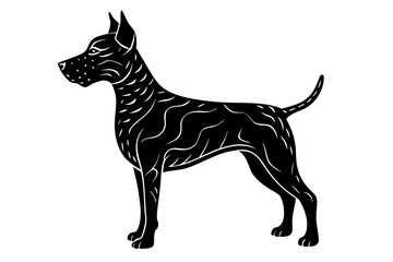 Vector art of silhouette of black and white dog