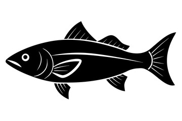 Vector art of silhouette of a fish on white background