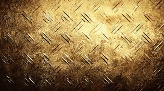 Textured metal surface with raised diagonal lines and aged golden tones