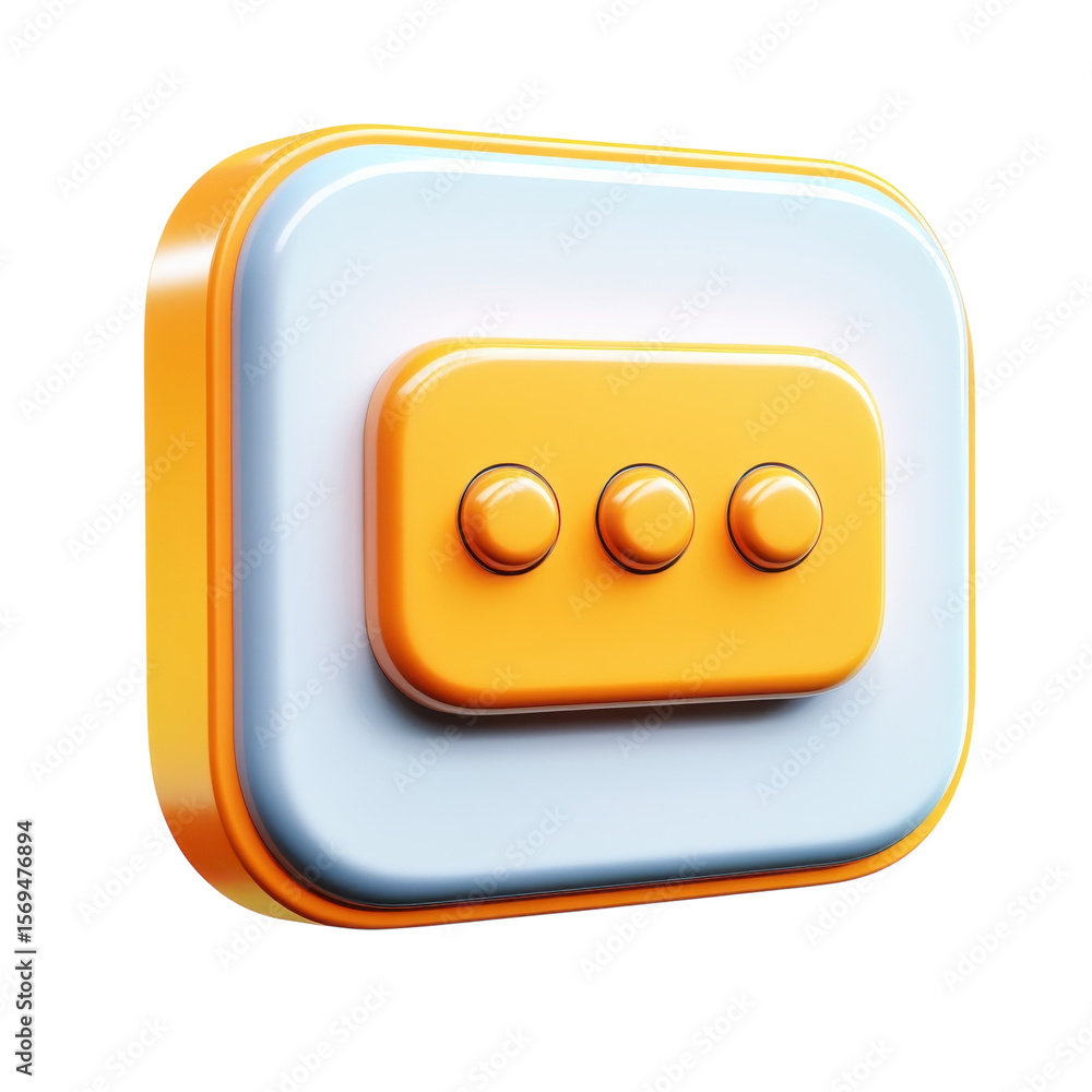 Poster 3d more options icon graphic three dots navigation ellipsis button menu on transparent background