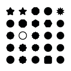 Collection of 24 Black Badge Silhouettes for Banners Advertisements and Design Elements