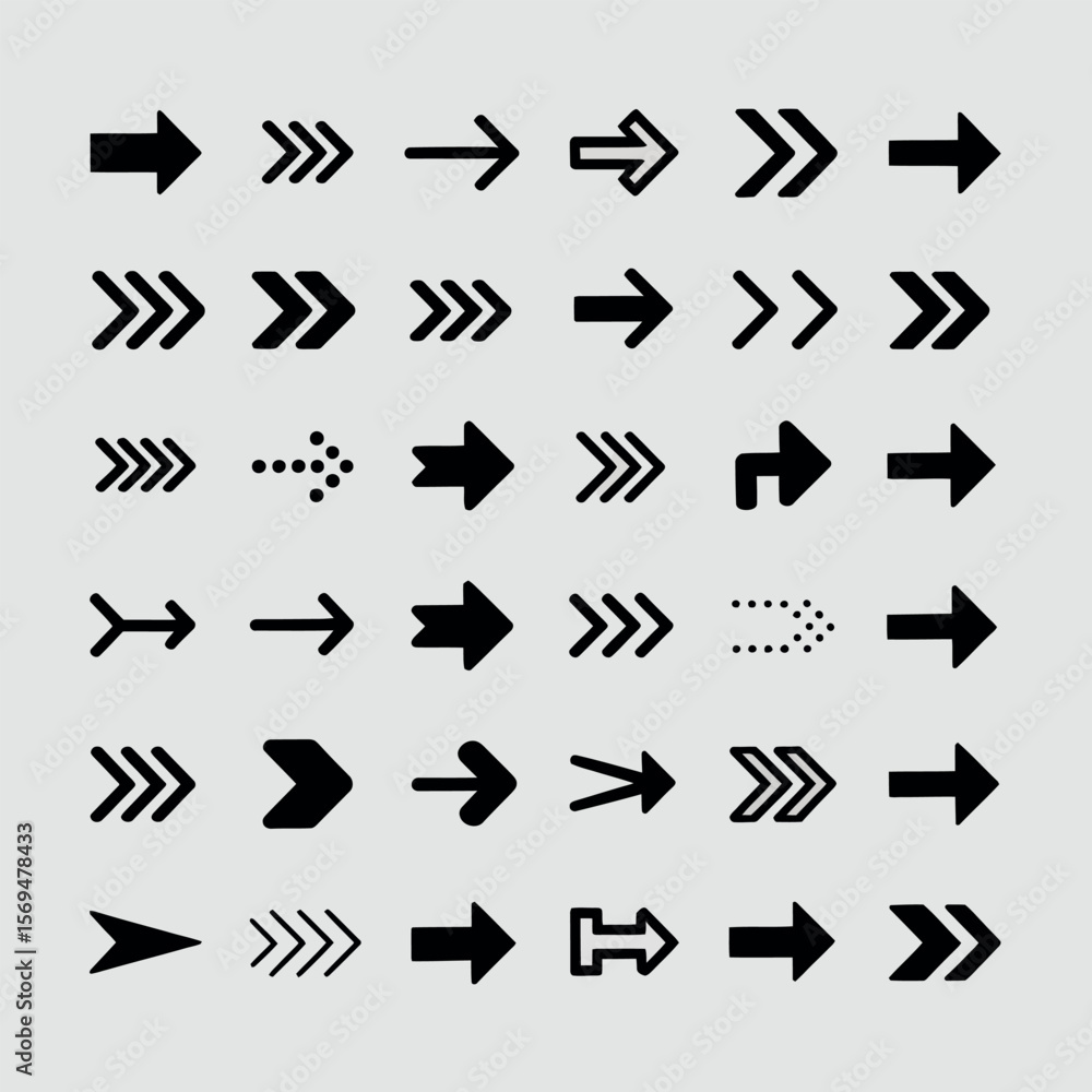 Aufkleber diverse black arrow icon set directional symbols for navigation and user interface design
