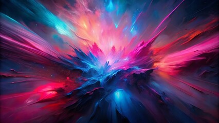Abstract oil painting, neon red, pink, blue brush strokes background, wallpaper, paint texture, bold art, expressive artwork, fine realistic detail, modern style, evoking vibrant emotions, feelings
