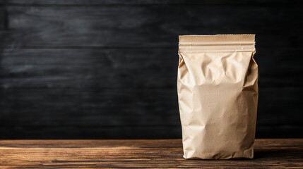Eco-Friendly Compostable Packaging for Pet Products on Wooden Table Background