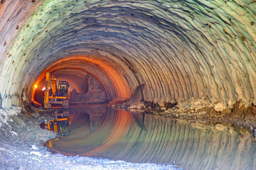 New transportation tunnel construction - One of the tunnels that connects the new highway between...