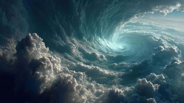 Dramatic view of churning waves in a coastal atmospheric landscape