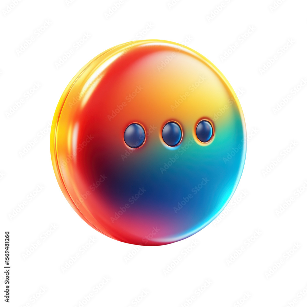 Poster colorful globe more options button glossy dots rainbow circle ui design on transparent background