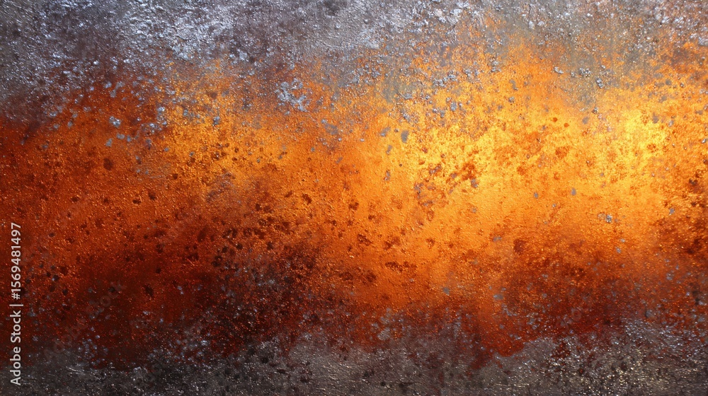 Poster abstract textured background with grainy silver transitioning to a warm fuzzy orange gradient with