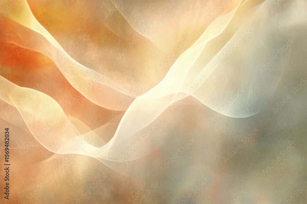 Poster ethereal abstract waves in warm tones with soft light and flowing texture