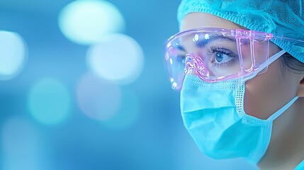 Doctor in Medical Mask and Goggles, Close-up