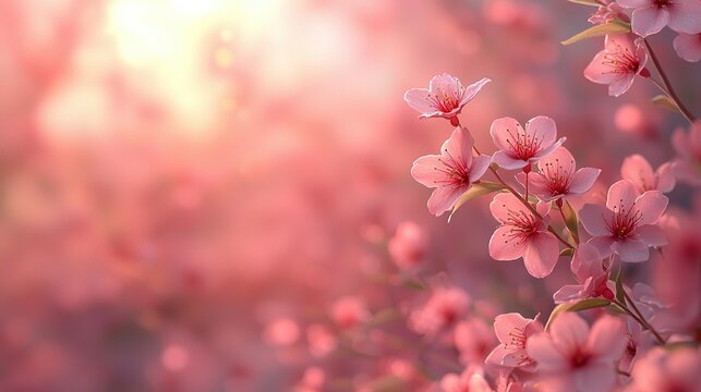 High Resolution Cherry Blossom Background with Dreamy Pink Tones and Soft Light in a Hyperrealistic Style