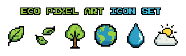 Eco Pixel Art Icon Set (6 Icons)