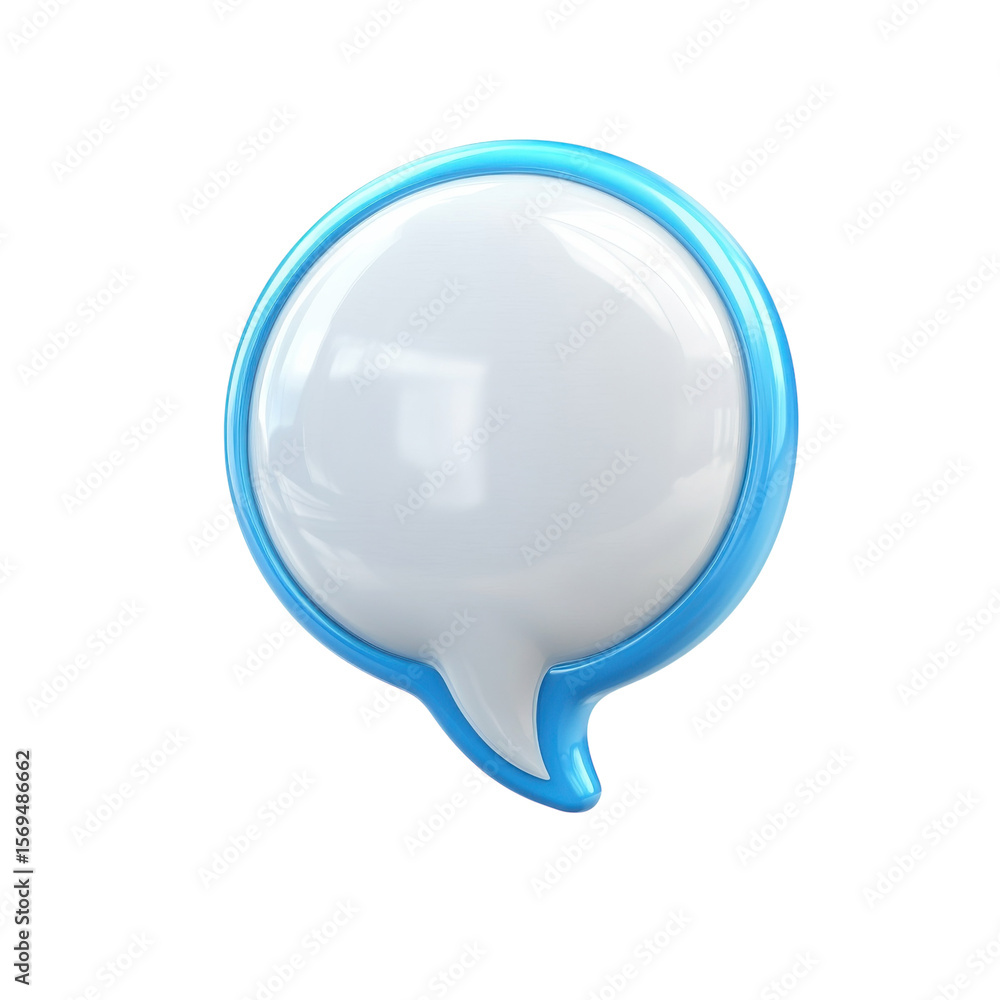 Fototapete speech bubble icon communication message dialog text cloud blue and white on transparent background