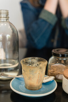 empty cup of coffee, latte or flat white