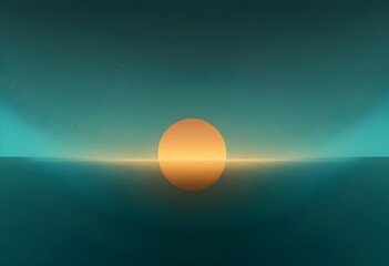 Glowing Abstract Sun Over Tranquil Sea
