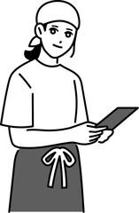 注文をとっている女性の居酒屋店員