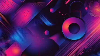 Neon Retro Abstract Geometric Design: Vibrant Colors and Dynamic Shapes