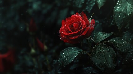 A Single Red Rose in the Rain: Dark Romance Photography