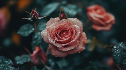 A Dew-Kissed Rose in the Garden