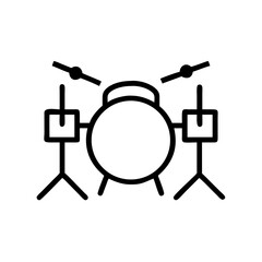 Minimalist Drum Set Icon Vector – Black Line Percussion Music Instrument Illustration

