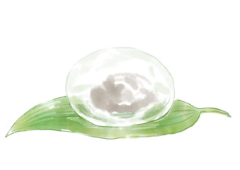 冷たくて美味しそうな水まんじゅうの手描き水彩イラスト
