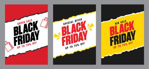 Black Friday social media post template set, Black Friday sale, Exclusive Offer template. banner design for black Friday, with multiple background, Offer template.
