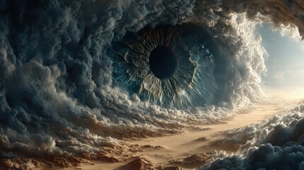 Nature's eye a stormy landscape evocative clouds surreal vision