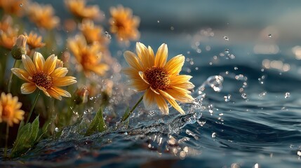 Nature's serenity close-up of flowering water in a calm lake