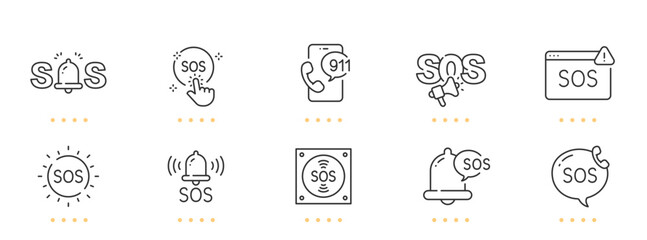 SOS line icons. Editable stroke