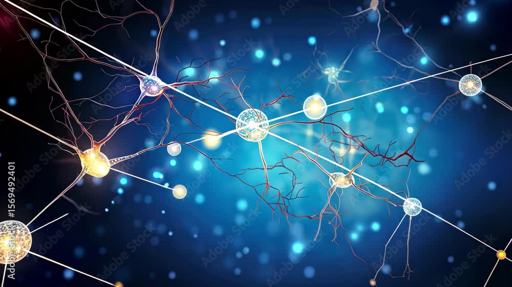 Poster exploration of neural connections and synapses in a high-quality animated representation of brain ac
