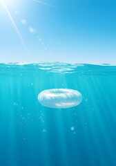 Yellow Float on Blue Ocean with Clean Summer Sale Theme 