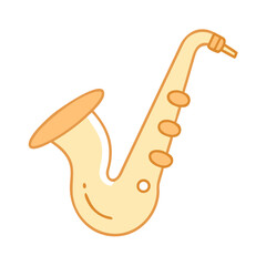 Fototapeta premium Flat Vector Saxophone Icon - Cute Cartoon Wind Instrument for Jazz Music and Band Design