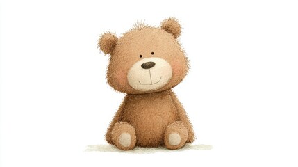 白い背景に座っているかわいらしいテディベアのイラスト