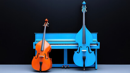 Minimal jazz, Minimal jazz practice room featuring bass and piano instruments.