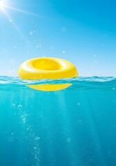 Yellow Float on Blue Ocean with Clean Summer Sale Theme 