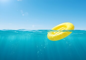 Yellow Float on Blue Ocean with Clean Summer Sale Theme 