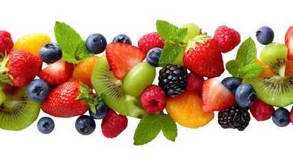 Colorful Fruit Salad Tropical Fruit Border Transparent Background