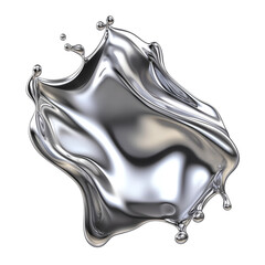 Abstract 3D shapes of liquid metal. Flowing, glossy forms on transparent background. Ideal for modern UI, luxury design, tech visuals, and futuristic concepts.