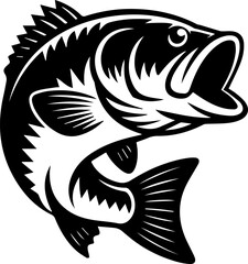 Big bass fish silhouettes vector illustration