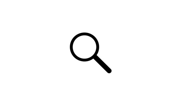 Magnifying glass search icon animation on a white background. Animation of realistic magnifier over green chroma and white background. A magnifying glass is moving