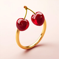 Luxury jewelry set with berries replacing traditional gems. Golden and silver rings, earrings, and pendants with realistic berries & fruit details, isolated on a neutral background.