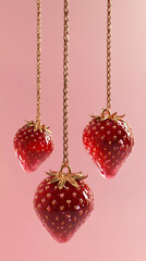 Luxury jewelry set with berries replacing traditional gems. Golden and silver rings, earrings, and pendants with realistic berries & fruit details, isolated on a neutral background.